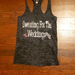 Black wedding workout rhinestone tank